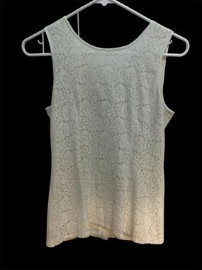 Banana Republic Cream Lace Sleeveless Top Lined & Zip Back Size 2